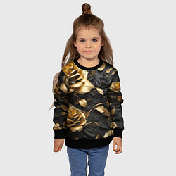 Свитшот детский Металлические розы золотые и черные, цвет: 3D-черный — фото 2