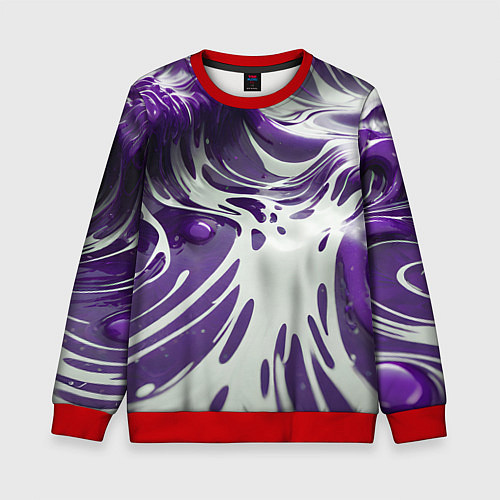 Детский свитшот Бело-фиолетовая краска / 3D-Красный – фото 1