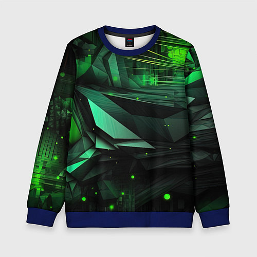 Детский свитшот Мир абстрактной зелени / 3D-Синий – фото 1