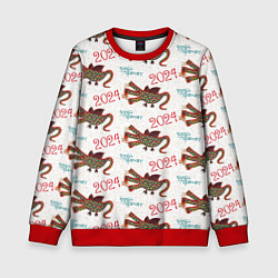Свитшот детский Паттерн с русским драконом, цвет: 3D-красный