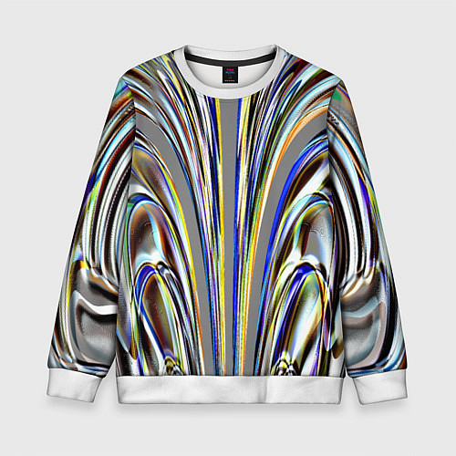 Детский свитшот Струйчатый перламутровый узор / 3D-Белый – фото 1