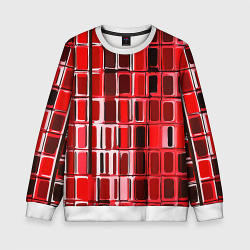 Детский свитшот Красные прямоугольники / 3D-Белый – фото 1