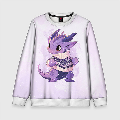 Детский свитшот Милый фиолетовый дракон / 3D-Белый – фото 1