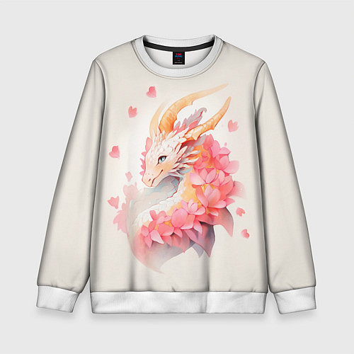 Детский свитшот Милый розовый дракон / 3D-Белый – фото 1