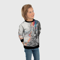 Свитшот детский Футуристичный городской пейзаж, цвет: 3D-черный — фото 2