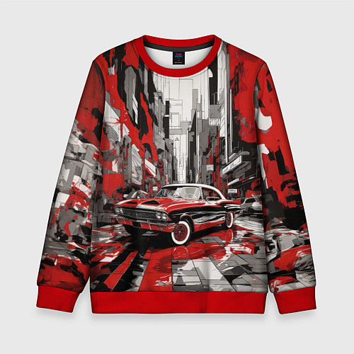 Детский свитшот Черно-красный автомобиль / 3D-Красный – фото 1