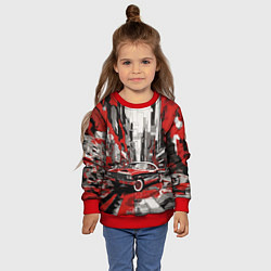 Свитшот детский Черно-красный автомобиль, цвет: 3D-красный — фото 2