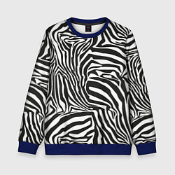 Свитшот детский Шкура зебры черно - белая графика, цвет: 3D-синий