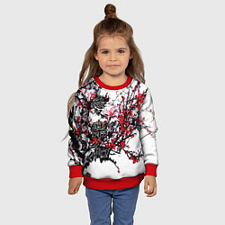 Свитшот детский Японский стиль иероглифы, цвет: 3D-красный — фото 2