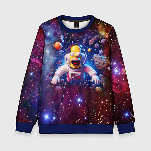 Детский свитшот Homer Simpson in space - ai art / 3D-Синий – фото 1