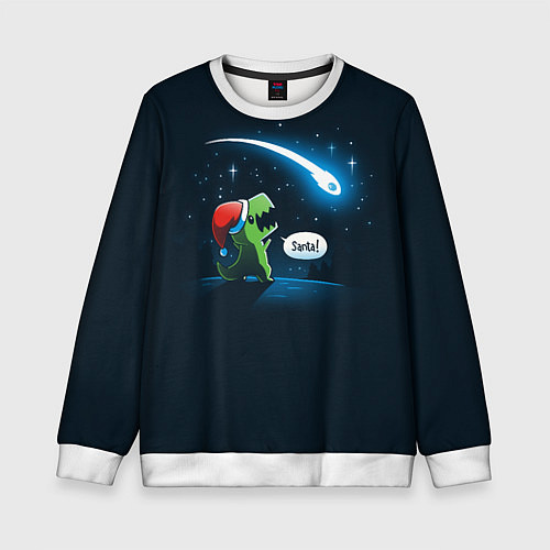 Детский свитшот Новогодний ти рекс / 3D-Белый – фото 1