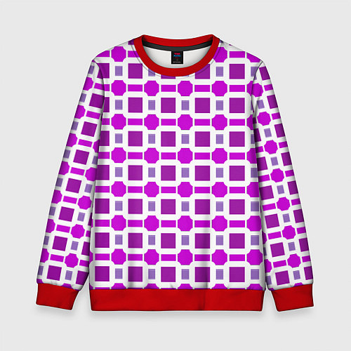 Детский свитшот Фиолетовые кирпичики и белые полосы / 3D-Красный – фото 1