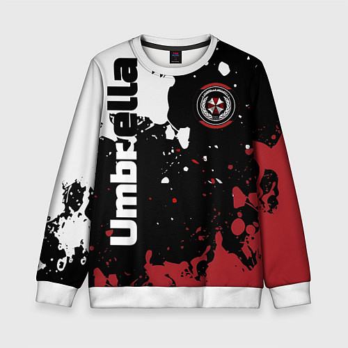 Детский свитшот Umbrella Security на спортивном красно бело чёрном / 3D-Белый – фото 1