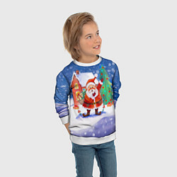 Свитшот детский Дед Мороз с мешком и елкой, цвет: 3D-белый — фото 2