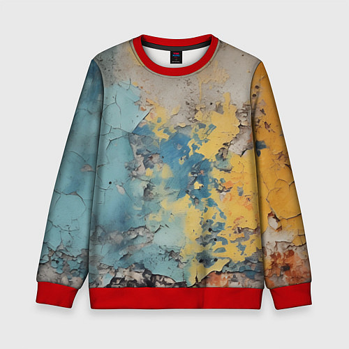 Детский свитшот Гранжевая стена с краской / 3D-Красный – фото 1