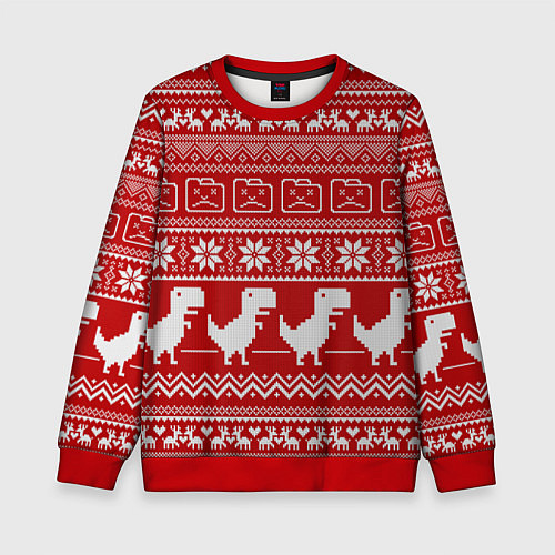 Детский свитшот Динозаврик гугл хром - красный / 3D-Красный – фото 1