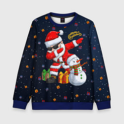 Свитшот детский Санта Клаус и снеговик, цвет: 3D-синий