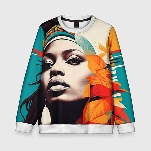 Детский свитшот Африканская девушка с дредами / 3D-Белый – фото 1