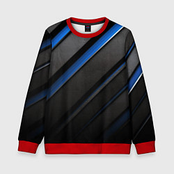 Свитшот детский Black blue lines, цвет: 3D-красный