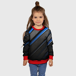 Свитшот детский Black blue lines, цвет: 3D-красный — фото 2
