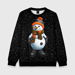 Свитшот детский Снеговик и снежинки, цвет: 3D-черный