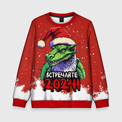 Детский свитшот Встречайте 2024 год зеленого дракона
