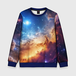Свитшот детский Оранжевая небула космос, цвет: 3D-синий