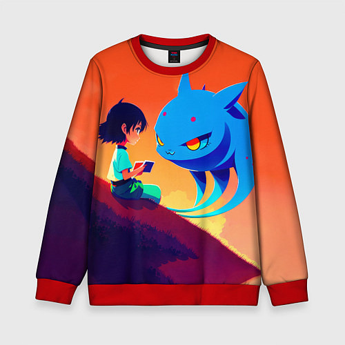 Детский свитшот Анимэ девочка и ее друг / 3D-Красный – фото 1