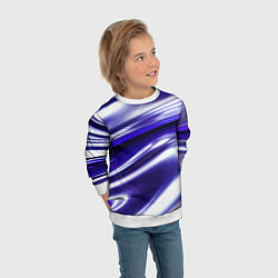 Свитшот детский Белая синяя абстракция волнами, цвет: 3D-белый — фото 2