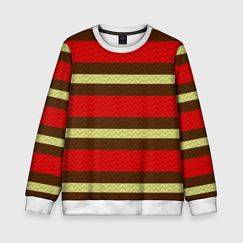 Детский свитшот Плетёная текстура змеиной расцветки / 3D-Белый – фото 1