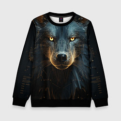 Свитшот детский Волк арт-портрет, цвет: 3D-черный