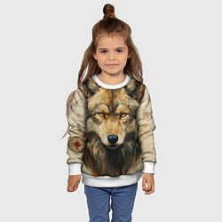 Свитшот детский Волк в стиле диаграмм Давинчи, цвет: 3D-белый — фото 2