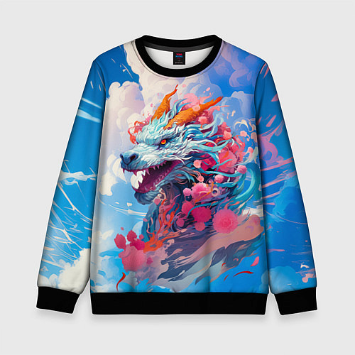 Детский свитшот Небесный дракон / 3D-Черный – фото 1