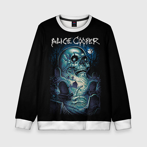 Детский свитшот Night skull Alice Cooper / 3D-Белый – фото 1