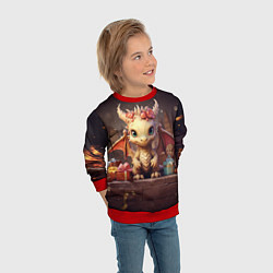 Свитшот детский Праздничный новогодний дракон, цвет: 3D-красный — фото 2