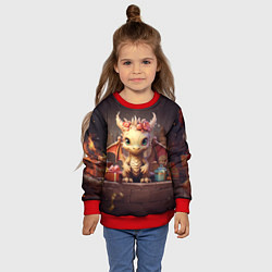 Свитшот детский Праздничный новогодний дракон, цвет: 3D-красный — фото 2