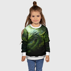 Свитшот детский Зеленый фэнтази дракон 2024, цвет: 3D-белый — фото 2