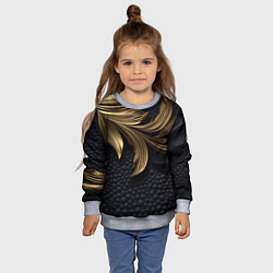 Свитшот детский Золотые узоры в виде листьев, цвет: 3D-меланж — фото 2