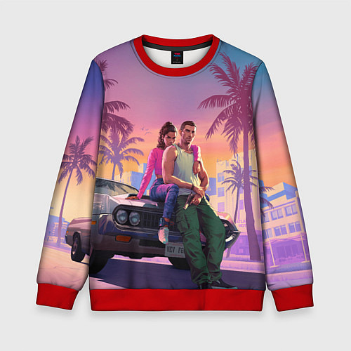 Детский свитшот Люсия с парнем gta 6 / 3D-Красный – фото 1