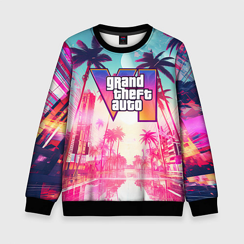 Детский свитшот Gta 6 logo vice city style / 3D-Черный – фото 1