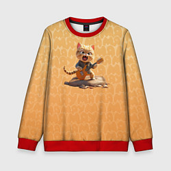 Свитшот детский Рыжий кот с гитарой, цвет: 3D-красный
