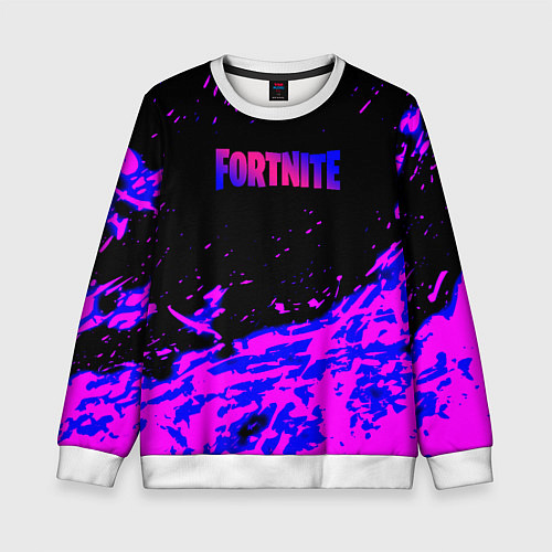 Детский свитшот Fortnite neon logo steel / 3D-Белый – фото 1