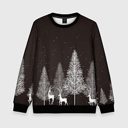 Свитшот детский Олени в лесу, цвет: 3D-черный