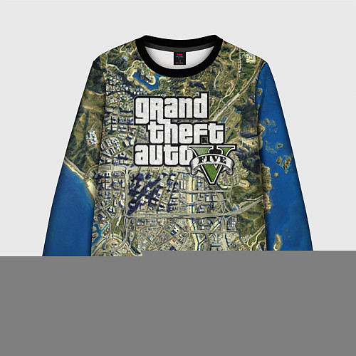 Детский свитшот GTA 5 карта / 3D-Черный – фото 1