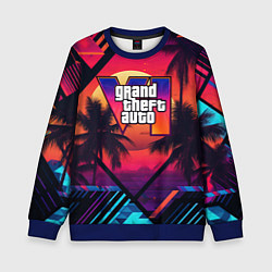 Свитшот детский GTA 6 аbstract logo, цвет: 3D-синий