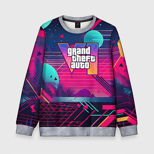 Детский свитшот GTA 6 логотип и абстракция / 3D-Меланж – фото 1