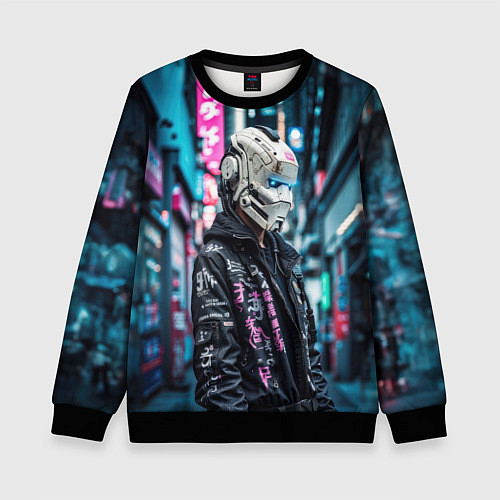Детский свитшот Тинейджер в кибернетическом шлеме / 3D-Черный – фото 1