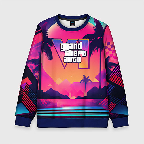 Детский свитшот GTA 6 закат солнца / 3D-Синий – фото 1