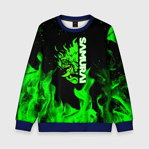 Детский свитшот Samurai green fire toxic / 3D-Синий – фото 1