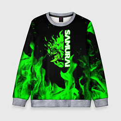 Детский свитшот Samurai green fire toxic